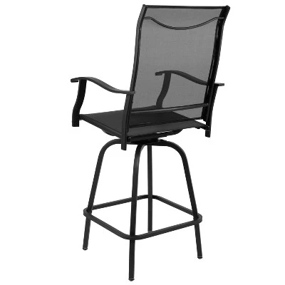 Flash Furniture Valerie Patio Bar Height Stools Set Of 2, All-Weather Textilene Swivel Patio Stools And Deck Chairs With High Back & Armrests 9 Flash Furniture Valerie Patio Bar Height Stools Set Of 2, All-Weather Textilene Swivel Patio Stools And Deck Chairs With High Back & Armrests - Image 9