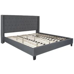 Flash Furniture Riverdale Tufted Upholstered Platform Bed With 10 Inch CertiPUR-US Certified Foam And Pocket Spring Mattress -Furniture GUEST 43c33533 3f93 46d3 b194 11024903246a