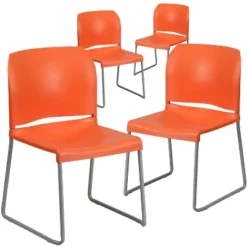 Flash Furniture 4 Pack HERCULES Series 880 Lb. Capacity Full Back Contoured Stack Chair With Powder Coated Sled Base 7 Flash Furniture 4 Pack HERCULES Series 880 Lb. Capacity Full Back Contoured Stack Chair With Powder Coated Sled Base -Furniture GUEST 441bcea3 67d5 41bd 8b3a d9886a7500ca