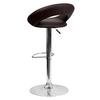 Flash Furniture Contemporary Vinyl Rounded Orbit-Style Back Adjustable Height Barstool With Chrome Base 2 Flash Furniture Contemporary Vinyl Rounded Orbit-Style Back Adjustable Height Barstool With Chrome Base - Image 2