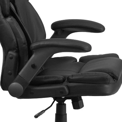 Flash Furniture Hansel Extreme Comfort High Back Black LeatherSoft Executive Swivel Ergonomic Office Chair With Flip-Up Arms 5 Flash Furniture Hansel Extreme Comfort High Back Black LeatherSoft Executive Swivel Ergonomic Office Chair With Flip-Up Arms - Image 5