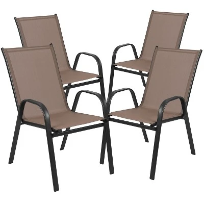 Flash Furniture 3 Piece Outdoor Patio Dining Set - Tempered Glass Patio Table, 2 Flex Comfort Stack Chairs 8 Flash Furniture 3 Piece Outdoor Patio Dining Set - Tempered Glass Patio Table, 2 Flex Comfort Stack Chairs - Image 8