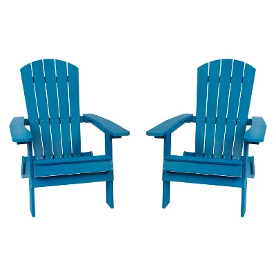 Flash Furniture Set Of 2 Charlestown All-Weather Poly Resin Folding Adirondack Chair 12 Flash Furniture Set Of 2 Charlestown All-Weather Poly Resin Folding Adirondack Chair - Image 12