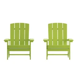 Flash Furniture Set Of 2 Charlestown All-Weather Poly Resin Wood Adirondack Chairs -Furniture GUEST 46217148 412d 4523 a08f da9f1b40309c