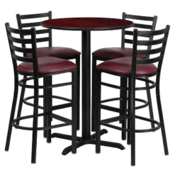 Flash Furniture 30'' Round Laminate Table Set With X-Base And 4 Ladder Back Metal Barstools 19 Flash Furniture 30'' Round Laminate Table Set With X-Base And 4 Ladder Back Metal Barstools -Furniture GUEST 46a215a2 b6c8 4db1 bd2e a90b901140f0