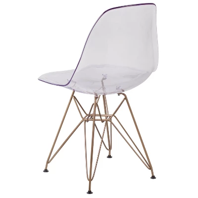 Flash Furniture Elon Series Ghost Chair With Gold Metal Base 6 Flash Furniture Elon Series Ghost Chair With Gold Metal Base - Image 6