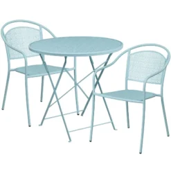Flash Furniture Oia Commercial Grade 30" Round Indoor-Outdoor Steel Folding Patio Table Set With 2 Round Back Chairs -Furniture GUEST 4733e135 8eef 4a30 8550 dcf8b2232d73