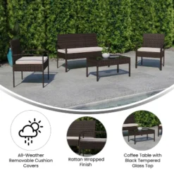Flash Furniture Aransas Series 4 Piece Patio Set With Steel Frame And Cushions 18 Flash Furniture Aransas Series 4 Piece Patio Set With Steel Frame And Cushions -Furniture GUEST 478fbf38 11fd 4f44 bdca 4ab791e99323