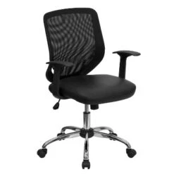 Flash Furniture Mid-Back Mesh Tapered Back Swivel Task Office Chair With LeatherSoft Seat, Chrome Base And T-Arms 8 Flash Furniture Mid-Back Mesh Tapered Back Swivel Task Office Chair With LeatherSoft Seat, Chrome Base And T-Arms -Furniture GUEST 47973e79 4221 4773 aeee 0b3d1449d30d
