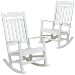 Flash Furniture Set Of 2 Winston All-Weather Faux Wood Rocking Chair -Furniture GUEST 47de8644 cb83 4ea5 9aa8 0fbc68dc1b22
