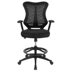 Flash Furniture High Back Designer Black Mesh Drafting Chair With LeatherSoft Sides And Adjustable Arms 16 Flash Furniture High Back Designer Black Mesh Drafting Chair With LeatherSoft Sides And Adjustable Arms -Furniture GUEST 481ab6f2 f73a 4be1 97c2 a4373b2602ff