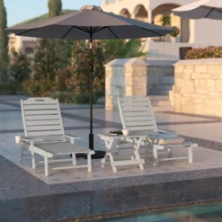 Flash Furniture Monterey Adjustable Adirondack Lounger With Cup Holder- All-Weather Indoor/Outdoor HDPE Lounge Chair -Furniture GUEST 4950b207 a641 461b 8fa6 79be890d07c9