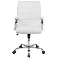 Flash Furniture Whitney Mid-Back White LeatherSoft Executive Swivel Office Chair With Chrome Frame And Arms - Set Of 4 -Furniture GUEST 49aba5de d887 4677 8183 490e51f82540