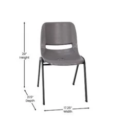 Flash Furniture HERCULES Series 661 Lb. Capacity Gray Ergonomic Shell Stack Chair With Black Frame And 16'' Seat Height, Set Of 5 -Furniture GUEST 49fbe1fa 22af 4fc7 82a7 6ab7fd9bc5ba
