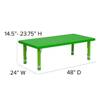 Flash Furniture 24"W X 48"L Rectangular Plastic Height Adjustable Activity Table 3 Flash Furniture 24"W X 48"L Rectangular Plastic Height Adjustable Activity Table - Image 3
