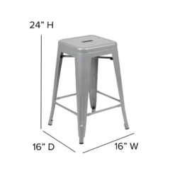 Flash Furniture 24" High Metal Counter-Height, Indoor Bar Stool - Stackable Set Of 4 -Furniture GUEST 4ad1ff18 b031 4cb0 b403 56be08ce21d7