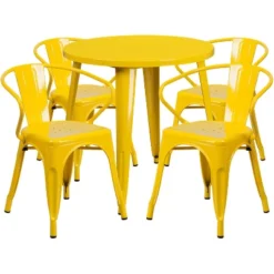 Flash Furniture Commercial Grade 30" Round Metal Indoor-Outdoor Table Set With 4 Arm Chairs 10 Flash Furniture Commercial Grade 30" Round Metal Indoor-Outdoor Table Set With 4 Arm Chairs -Furniture GUEST 4af4893d 7995 46e1 b468 a12b0be23df9