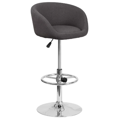 Flash Furniture Contemporary Adjustable Height Barstool With Barrel Back And Chrome Base 15 Flash Furniture Contemporary Adjustable Height Barstool With Barrel Back And Chrome Base - Image 15