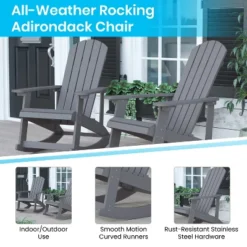 Flash Furniture Savannah Set Of 2 All-Weather Poly Resin Wood Adirondack Rocking Chairs With Cushions For Deck, Porch, And Patio 26 Flash Furniture Savannah Set Of 2 All-Weather Poly Resin Wood Adirondack Rocking Chairs With Cushions For Deck, Porch, And Patio -Furniture GUEST 4ba7e4dd 3a58 4bcb 9190 265bfacb398f