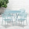 Flash Furniture Oia Commercial Grade 30" Round Indoor-Outdoor Steel Folding Patio Table Set With 4 Round Back Chairs
