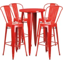 Flash Furniture Commercial Grade 24" Round Metal Indoor-Outdoor Bar Table Set With 4 Cafe Stools -Furniture GUEST 4c3a1f2e 5ec5 47db 92db 2d05024ca0b0