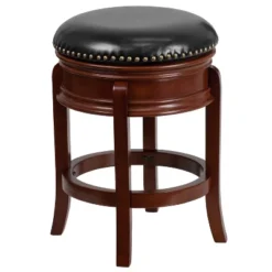 Flash Furniture 24'' High Backless Wood Counter Height Stool With Carved Apron And LeatherSoftSoft Swivel Seat 20 Flash Furniture 24'' High Backless Wood Counter Height Stool With Carved Apron And LeatherSoftSoft Swivel Seat -Furniture GUEST 4c4db986 990b 4fc1 82d3 d2f5a2cb9594