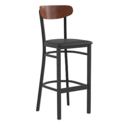 Flash Furniture Wright Commercial Grade Barstool With 500 LB. Capacity Steel Frame, Solid Wood Seat, And Boomerang Back -Furniture GUEST 4cb200cf 50f2 4876 a263 5a7b6b157b7c