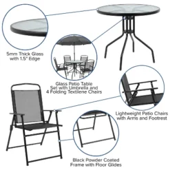 Flash Furniture Nantucket 6 Piece Patio Garden Set With Table, Umbrella And 4 Folding Chairs 24 Flash Furniture Nantucket 6 Piece Patio Garden Set With Table, Umbrella And 4 Folding Chairs -Furniture GUEST 4cbfc472 ad0f 4ad9 96be 7bfb28ff9299