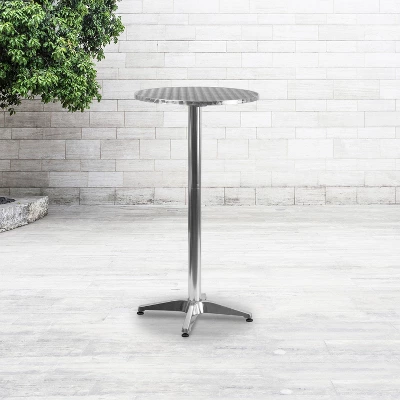 Flash Furniture Mellie 23.25" Round Aluminum Indoor-Outdoor Bar Height Table With Flip-Up Table 1 Flash Furniture Mellie 23.25" Round Aluminum Indoor-Outdoor Bar Height Table With Flip-Up Table