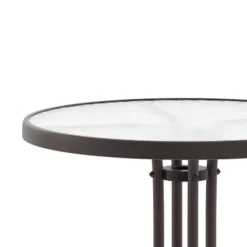 Flash Furniture Bellamy 23.75'' Round Tempered Glass Metal Table -Furniture GUEST 4ce1aed4 4ef9 4279 9d38 81c3d4a54399