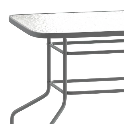 Flash Furniture Tory 31.5" X 55" Rectangular Tempered Glass Metal Table With Umbrella Hole 6 Flash Furniture Tory 31.5" X 55" Rectangular Tempered Glass Metal Table With Umbrella Hole - Image 6