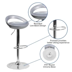 Flash Furniture Contemporary Plastic Adjustable Height Barstool With Rounded Cutout Back And Chrome Base 24 Flash Furniture Contemporary Plastic Adjustable Height Barstool With Rounded Cutout Back And Chrome Base -Furniture GUEST 4e0e5b4b c086 4a3e 9e2d 9deb62c2e811