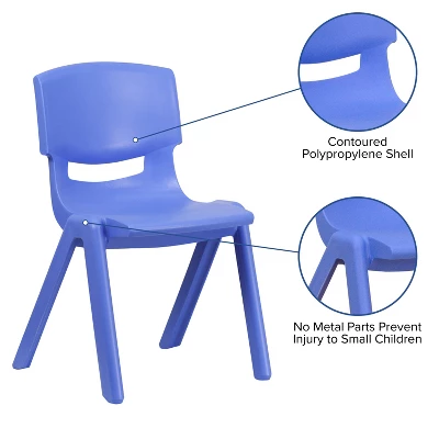 Flash Furniture 4 Pack Blue Plastic Stackable School Chair With 13.25'' Seat Height 2 Flash Furniture 4 Pack Blue Plastic Stackable School Chair With 13.25'' Seat Height - Image 2