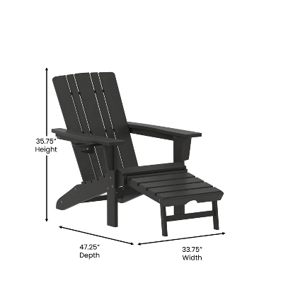 Flash Furniture Halifax HDPE Adirondack Chair With Cup Holder And Pull Out Ottoman, All-Weather HDPE Indoor/Outdoor Lounge Chair 6 Flash Furniture Halifax HDPE Adirondack Chair With Cup Holder And Pull Out Ottoman, All-Weather HDPE Indoor/Outdoor Lounge Chair - Image 6