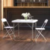 Flash Furniture Elon 2.85-Foot Square Granite White Plastic Folding Table - Set Of 5