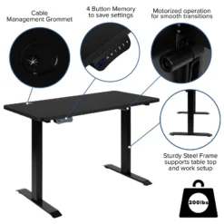 Flash Furniture Electric Height Adjustable Standing Desk - Table Top 48" Wide - 24" Deep -Furniture GUEST 4f833b3f 0047 4e36 b877 2d8616e35d01