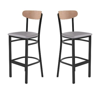 Flash Furniture Wright Set Of 2 Commercial Grade Barstools With 500 LB. Capacity Steel Frame, Solid Wood Seat, And Boomerang Back 14 Flash Furniture Wright Set Of 2 Commercial Grade Barstools With 500 LB. Capacity Steel Frame, Solid Wood Seat, And Boomerang Back - Image 14