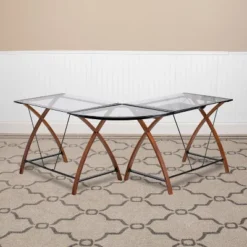 Glass L-Shape Desk With Pull-Out Keyboard Tray - Flash Furniture 9 Glass L-Shape Desk With Pull-Out Keyboard Tray - Flash Furniture -Furniture GUEST 5020610c 512e 49ca a10b e809fadbde83