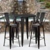 Flash Furniture Commercial Grade 30" Round Metal Indoor-Outdoor Bar Table Set With 4 Cafe Stools
