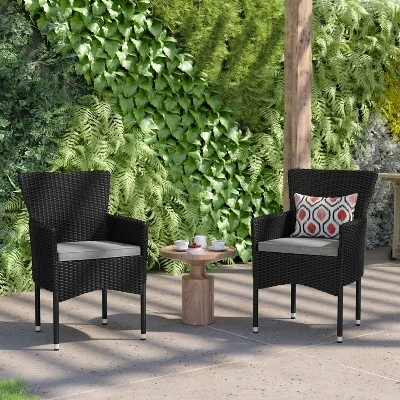 Flash Furniture Maxim Modern Wicker Patio Armchairs For Deck Or Backyard, Fade And Weather-Resistant Frames And Cushions 1 Flash Furniture Maxim Modern Wicker Patio Armchairs For Deck Or Backyard, Fade And Weather-Resistant Frames And Cushions