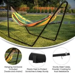 Flash Furniture All-Weather Heavy Duty Steel Hammock Stand For Hammocks 9-14 Feet Long - Black -Furniture GUEST 5240e777 6fda 4ab9 beb1 9484bbb3506a