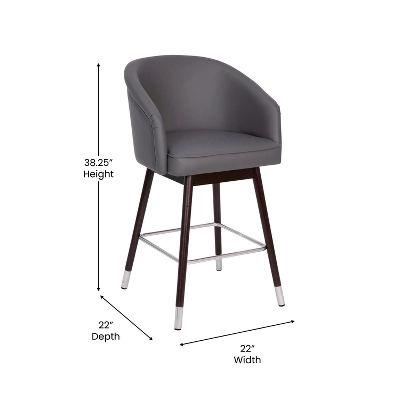 Flash Furniture Margo Commercial Grade Mid-Back Modern Barstool With Beechwood Legs And Curved Back - Set Of 2 6 Flash Furniture Margo Commercial Grade Mid-Back Modern Barstool With Beechwood Legs And Curved Back - Set Of 2 - Image 6