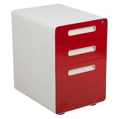 Flash Furniture Ergonomic 3-Drawer Mobile Locking Filing Cabinet With Anti-Tilt Mechanism And Hanging Drawer For Legal & Letter Files 16 Flash Furniture Ergonomic 3-Drawer Mobile Locking Filing Cabinet With Anti-Tilt Mechanism And Hanging Drawer For Legal & Letter Files - Image 16
