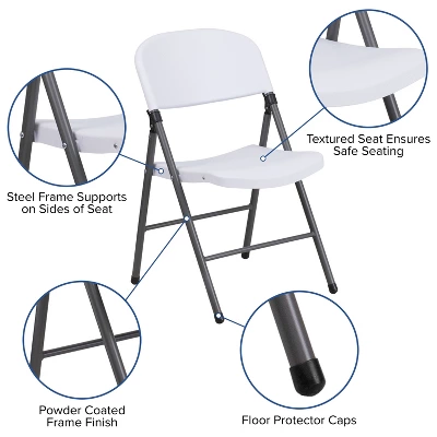 Flash Furniture 2 Pack HERCULES Series 330 Lb. Capacity Plastic Folding Chair With Charcoal Frame 3 Flash Furniture 2 Pack HERCULES Series 330 Lb. Capacity Plastic Folding Chair With Charcoal Frame - Image 3