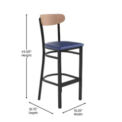 Flash Furniture Wright Commercial Grade Barstool With 500 LB. Capacity Steel Frame, Solid Wood Seat, And Boomerang Back -Furniture GUEST 5318b9b8 95da 4801 a2d7 d38462a22569