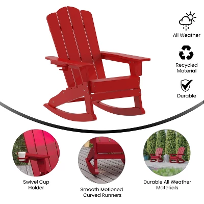 Flash Furniture Newport HDPE Adirondack Chair With Cup Holder And Pull Out Ottoman, All-Weather HDPE Indoor/Outdoor Chair 5 Flash Furniture Newport HDPE Adirondack Chair With Cup Holder And Pull Out Ottoman, All-Weather HDPE Indoor/Outdoor Chair - Image 5