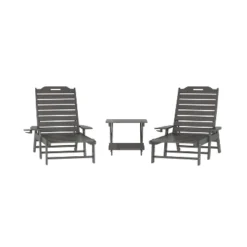 Flash Furniture Monterey Commercial Grade 3-Piece Indoor/Outdoor Adirondack Set With 2 Adjustable HDPE Loungers With Cup Holders And Folding Side Table 30 Flash Furniture Monterey Commercial Grade 3-Piece Indoor/Outdoor Adirondack Set With 2 Adjustable HDPE Loungers With Cup Holders And Folding Side Table -Furniture GUEST 537c380f 0d62 44a4 b1c6 20abe948ec2c