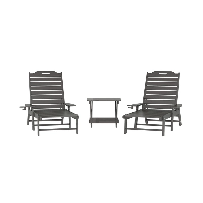 Flash Furniture Monterey Commercial Grade 3-Piece Indoor/Outdoor Adirondack Set With 2 Adjustable HDPE Loungers With Cup Holders And Folding Side Table 15 Flash Furniture Monterey Commercial Grade 3-Piece Indoor/Outdoor Adirondack Set With 2 Adjustable HDPE Loungers With Cup Holders And Folding Side Table - Image 15