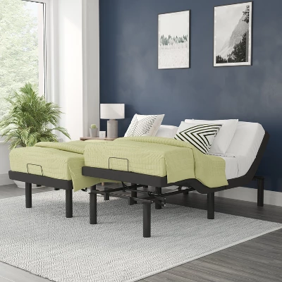 Flash Furniture Selene Adjustable Upholstered Bed Base With Wireless Remote, Three Leg Heights, & Independent Head/Foot Incline 1 Flash Furniture Selene Adjustable Upholstered Bed Base With Wireless Remote, Three Leg Heights, & Independent Head/Foot Incline