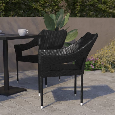 Flash Furniture Ethan Set Of 2 Commercial Grade Stacking Patio Chairs, All Weather PE Rattan Wicker Patio Dining Chairs 1 Flash Furniture Ethan Set Of 2 Commercial Grade Stacking Patio Chairs, All Weather PE Rattan Wicker Patio Dining Chairs